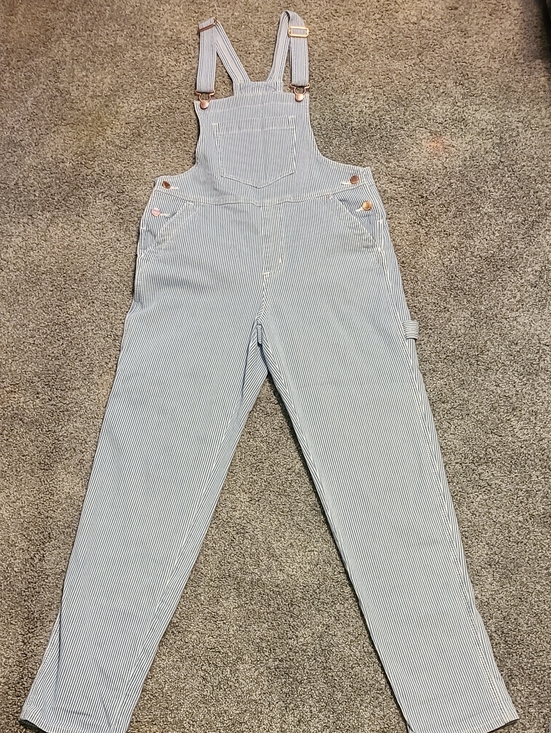 Universal Thread Pants - Universal Thread Light Blue & White Striped Cotton Overalls